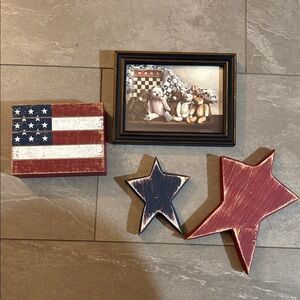 Rustic American Flag and Star Decor Set